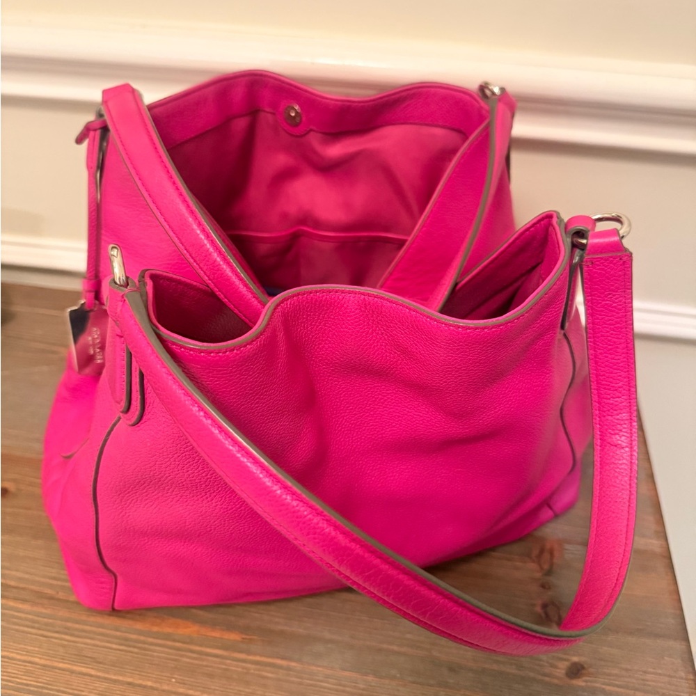 Coach Edie 31 Fuchsia Leather Hobo Bag - Picture 4 of 9